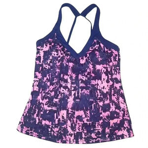 Nike Women's Fire V-Neck Tankini Top Size Small Pink Gaze Built In Cups Swim